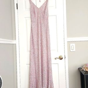 Blush Pink Sequined Long Halter Formal Dress Size Small